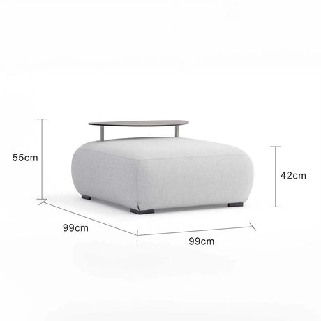 Iowa Outdoor Aluminium Upholstered Ottoman in Charcoal/Light Grey