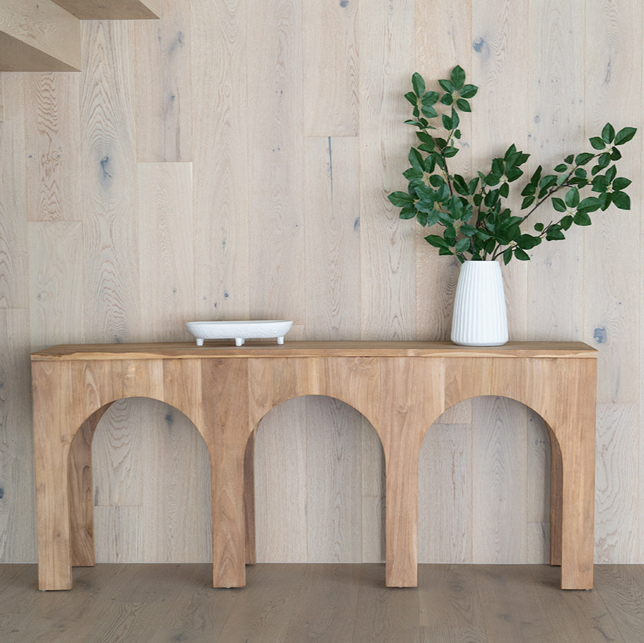 Ivy Console Teak Table – Triple Arch