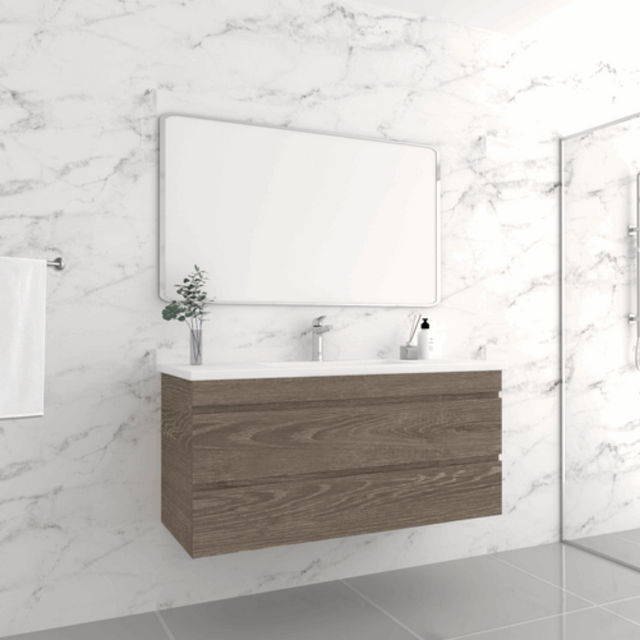 ABS DF Dark American Oak Wall Hung Single Bowl Vanity 1200mm
