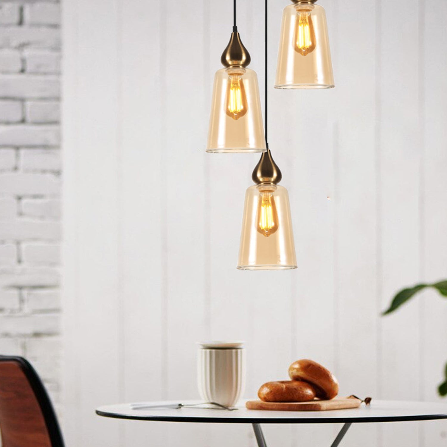JEREZ: Bronze Amber/ Smokey Black Ellipse Glass Flat Top Pendant Lights