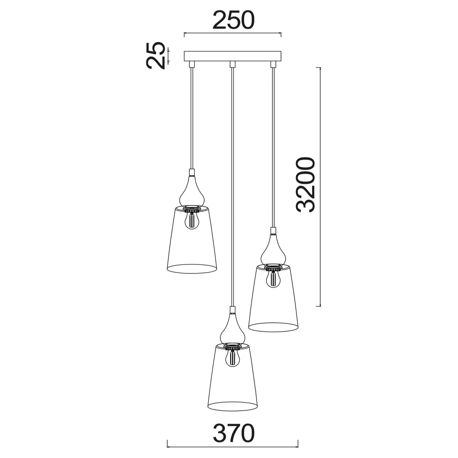 JEREZ: Bronze Amber/ Smokey Black Ellipse Glass Flat Top Pendant Lights