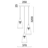 JEREZ: Bronze Amber/ Smokey Black Ellipse Glass Flat Top Pendant Lights