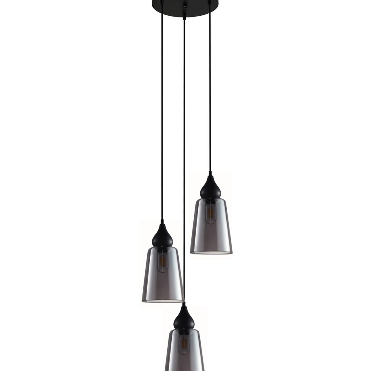 JEREZ: Bronze Amber/ Smokey Black Ellipse Glass Flat Top Pendant Lights