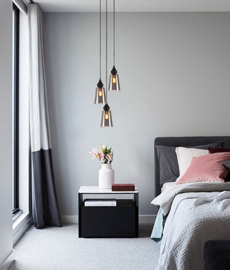 JEREZ: Bronze Amber/ Smokey Black Ellipse Glass Flat Top Pendant Lights