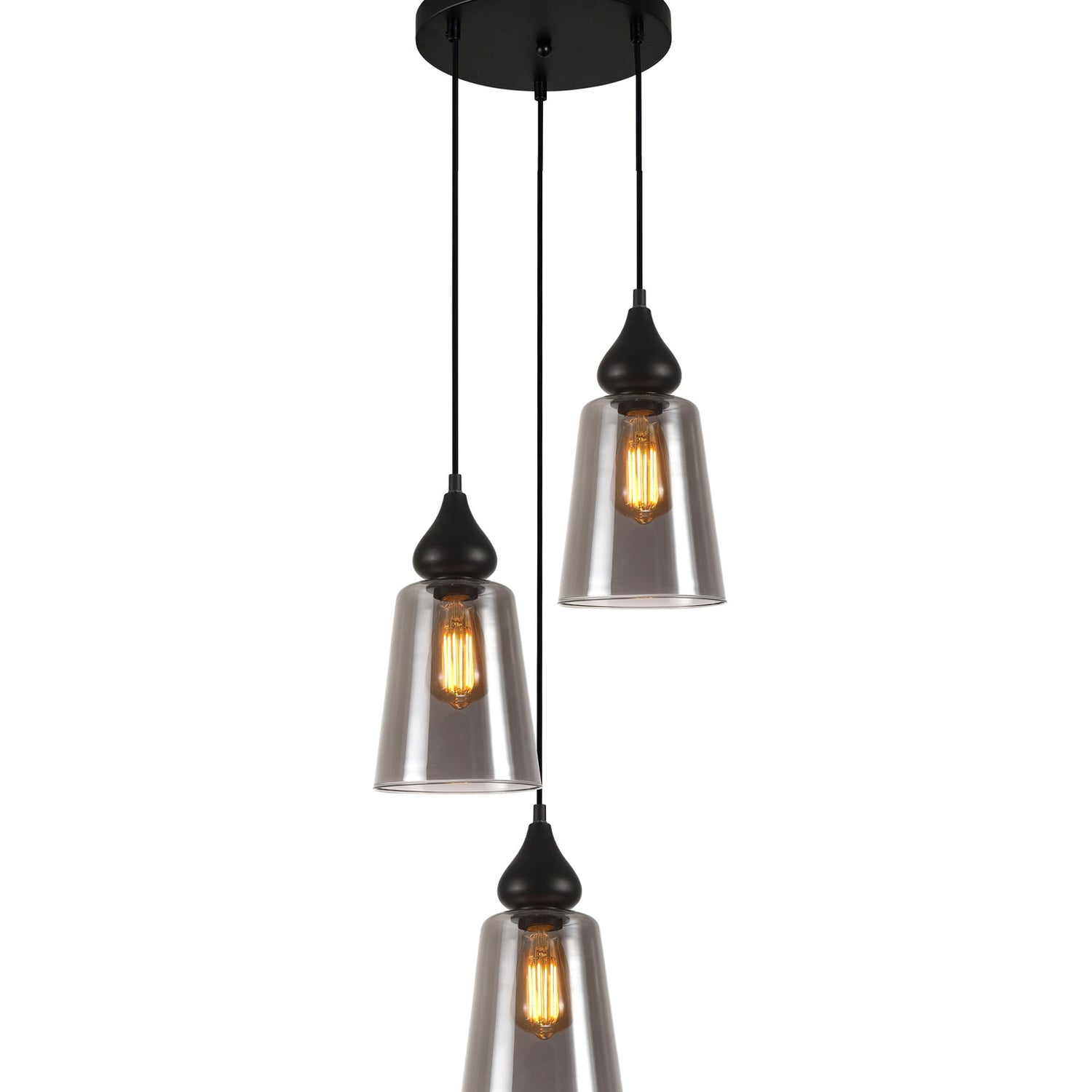 JEREZ: Bronze Amber/ Smokey Black Ellipse Glass Flat Top Pendant Lights