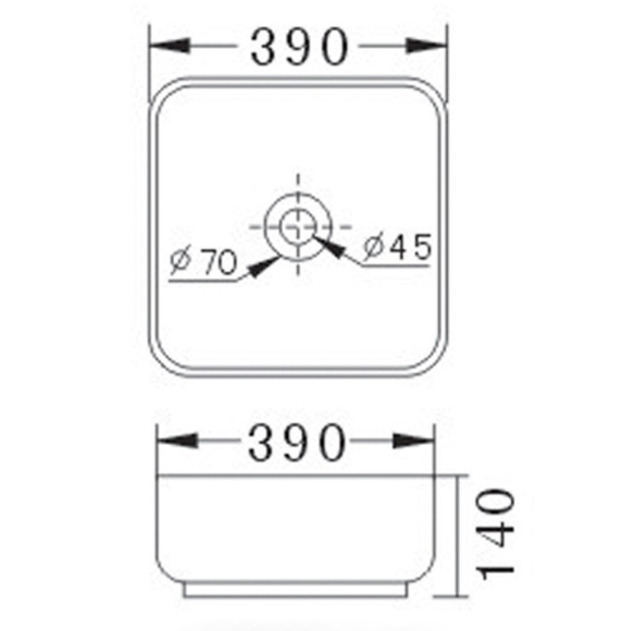 Eden Countertop Basin (Square: 390x390x140mm)