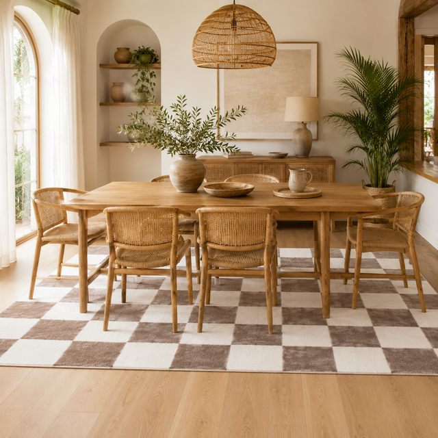 Jade Checkers Cream Brown Rug - JADE007