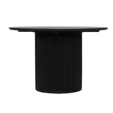 Jasper Round Teak Dining Table – 1.2m – Black