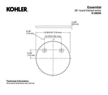 KOHLER Essential Round Framed Decorative Mirror