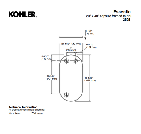 KOHLER Essential Capsule Framed Decorative Mirror