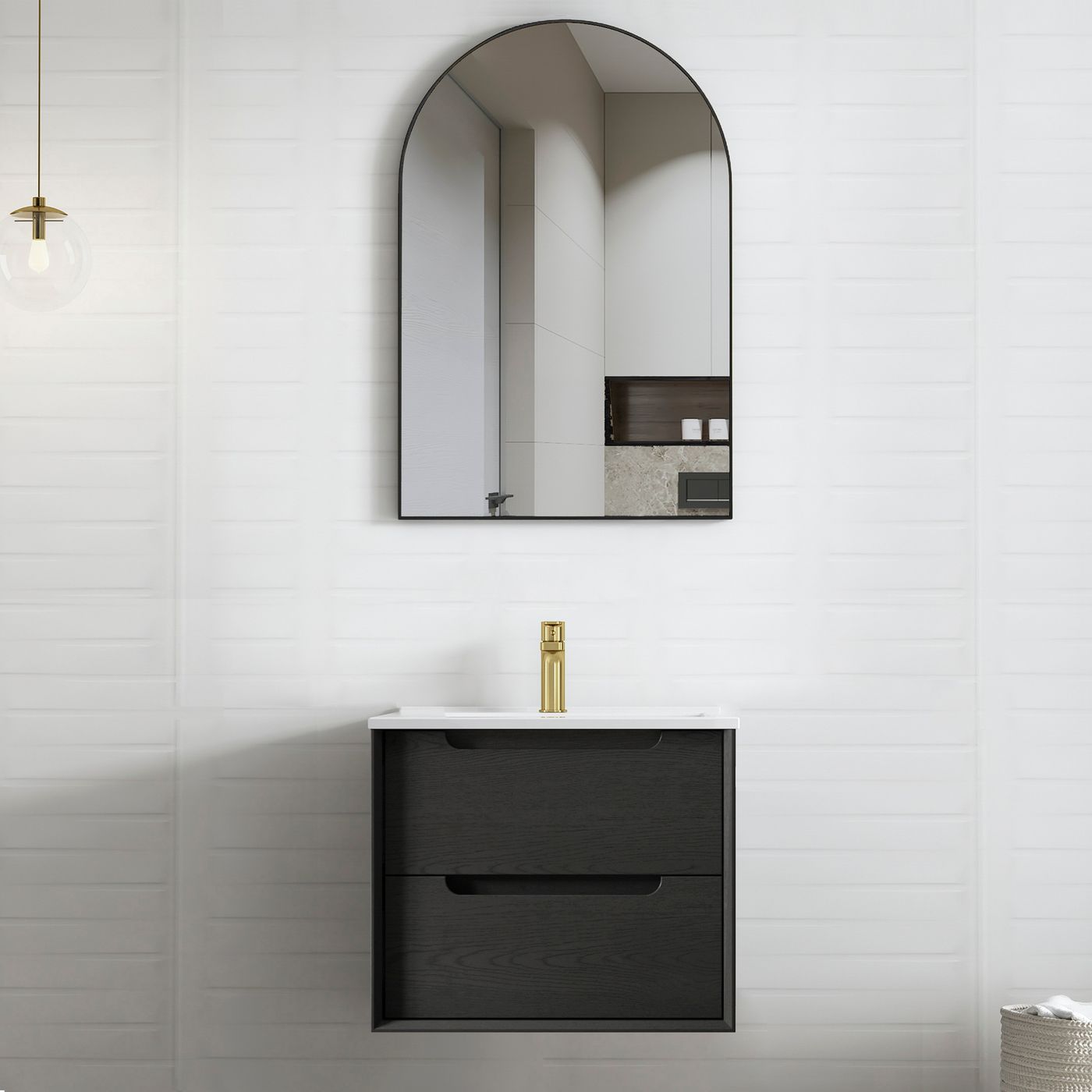 KAKADU Wall Hung Vanity 600mm Black Oak
