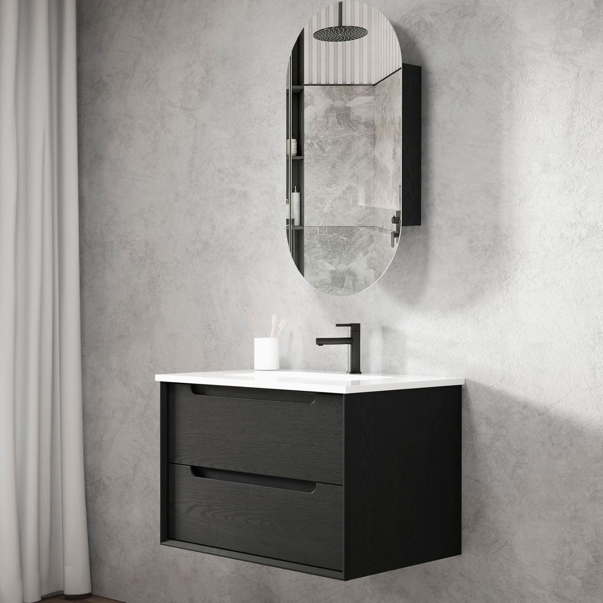 KAKADU Wall Hung Vanity 750mm Black Oak