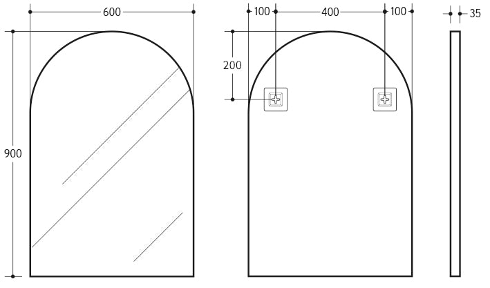 Poseidon Arch Framed Mirror 600x900mm - Matte Black
