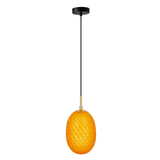 KATHAL: Interior Ellipse Glass Segmented with Brass Highlight Enclosed Pendant Lights