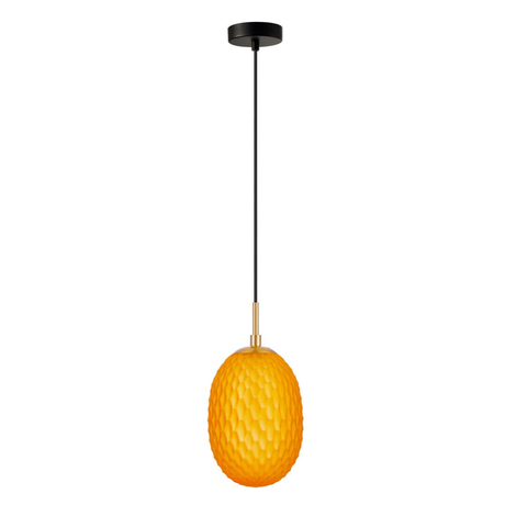 KATHAL: Interior Ellipse Glass Segmented with Brass Highlight Enclosed Pendant Lights