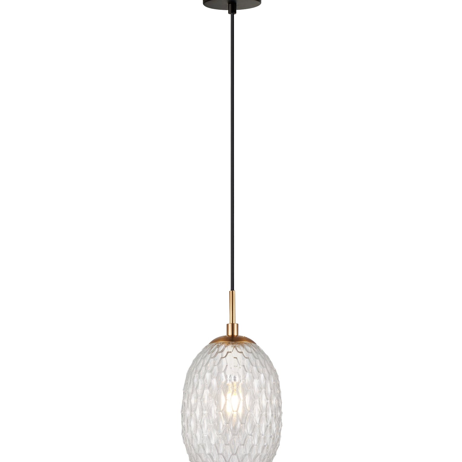 KATHAL: Interior Ellipse Glass Segmented with Brass Highlight Enclosed Pendant Lights