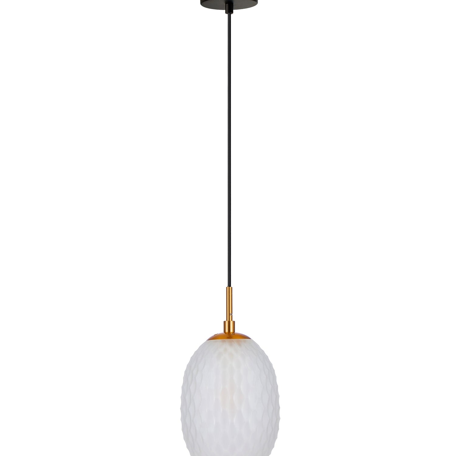 KATHAL: Interior Ellipse Glass Segmented with Brass Highlight Enclosed Pendant Lights