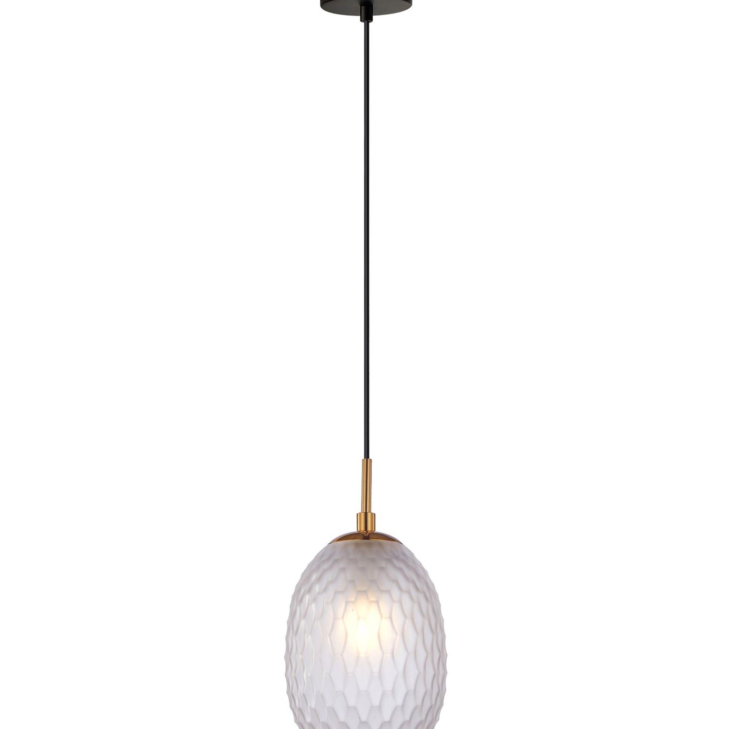 KATHAL: Interior Ellipse Glass Segmented with Brass Highlight Enclosed Pendant Lights