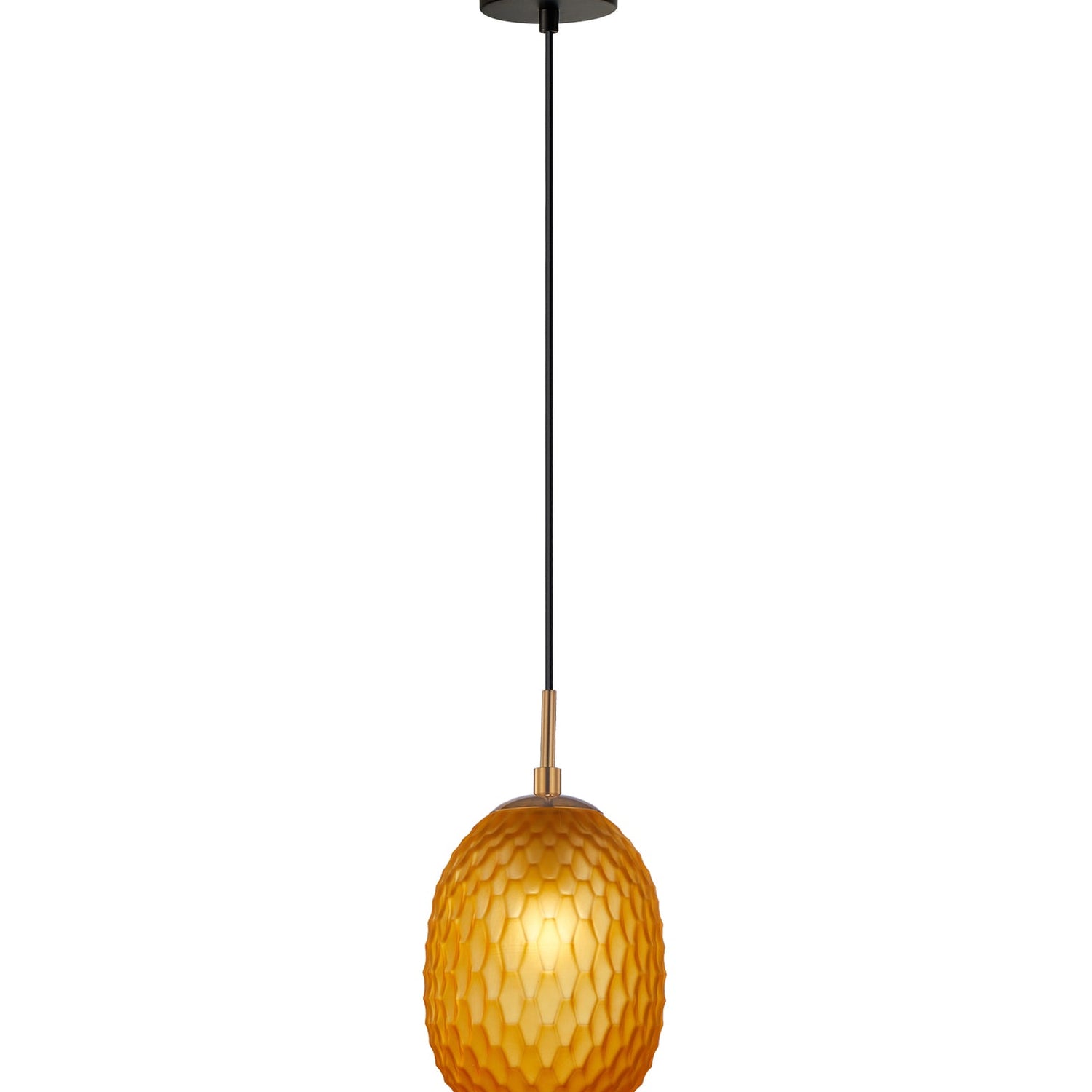 KATHAL: Interior Ellipse Glass Segmented with Brass Highlight Enclosed Pendant Lights