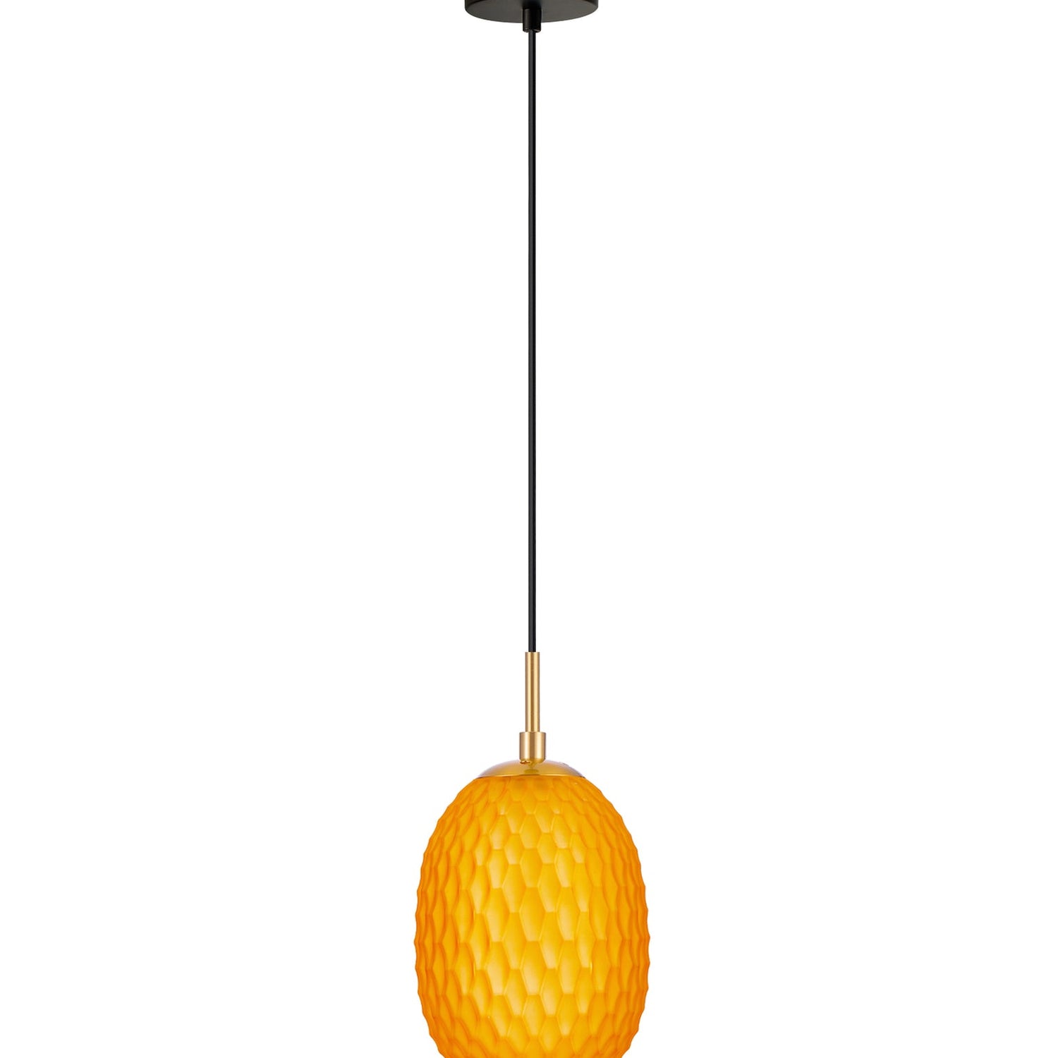 KATHAL: Interior Ellipse Glass Segmented with Brass Highlight Enclosed Pendant Lights