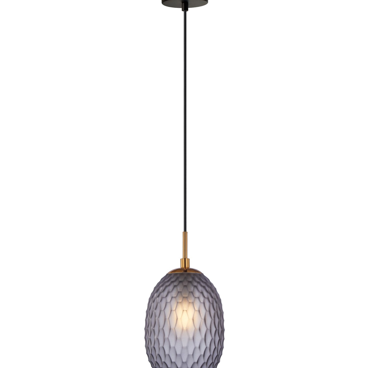 KATHAL: Interior Ellipse Glass Segmented with Brass Highlight Enclosed Pendant Lights