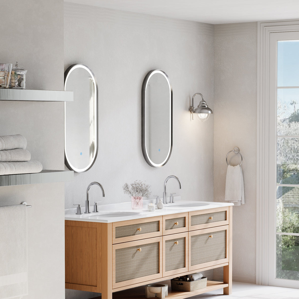 Firenze Oval Front-Lit LED Frosted Mirror (450x900mm)