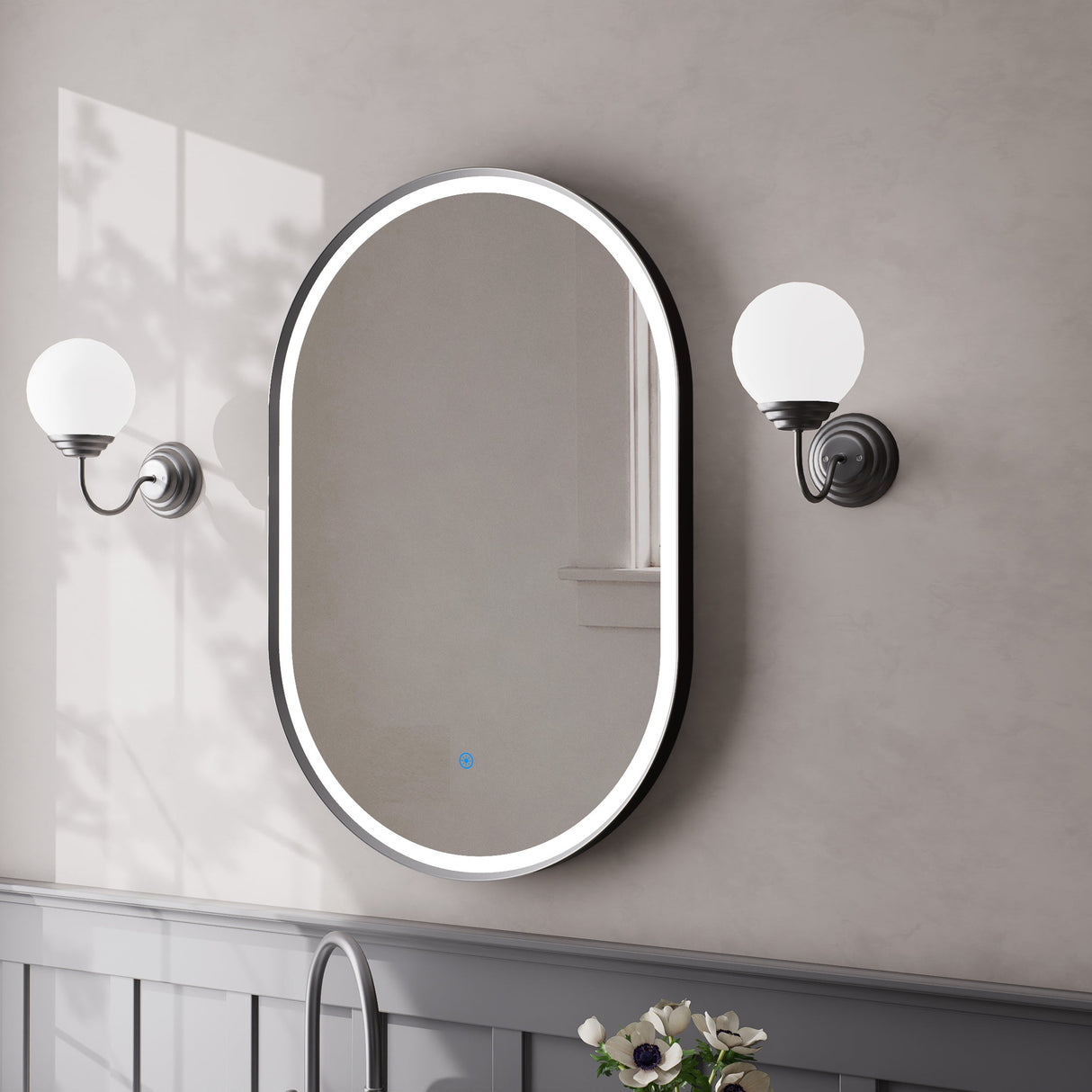 Firenze Oval Front-Lit LED Frosted Mirror (600x900mm)