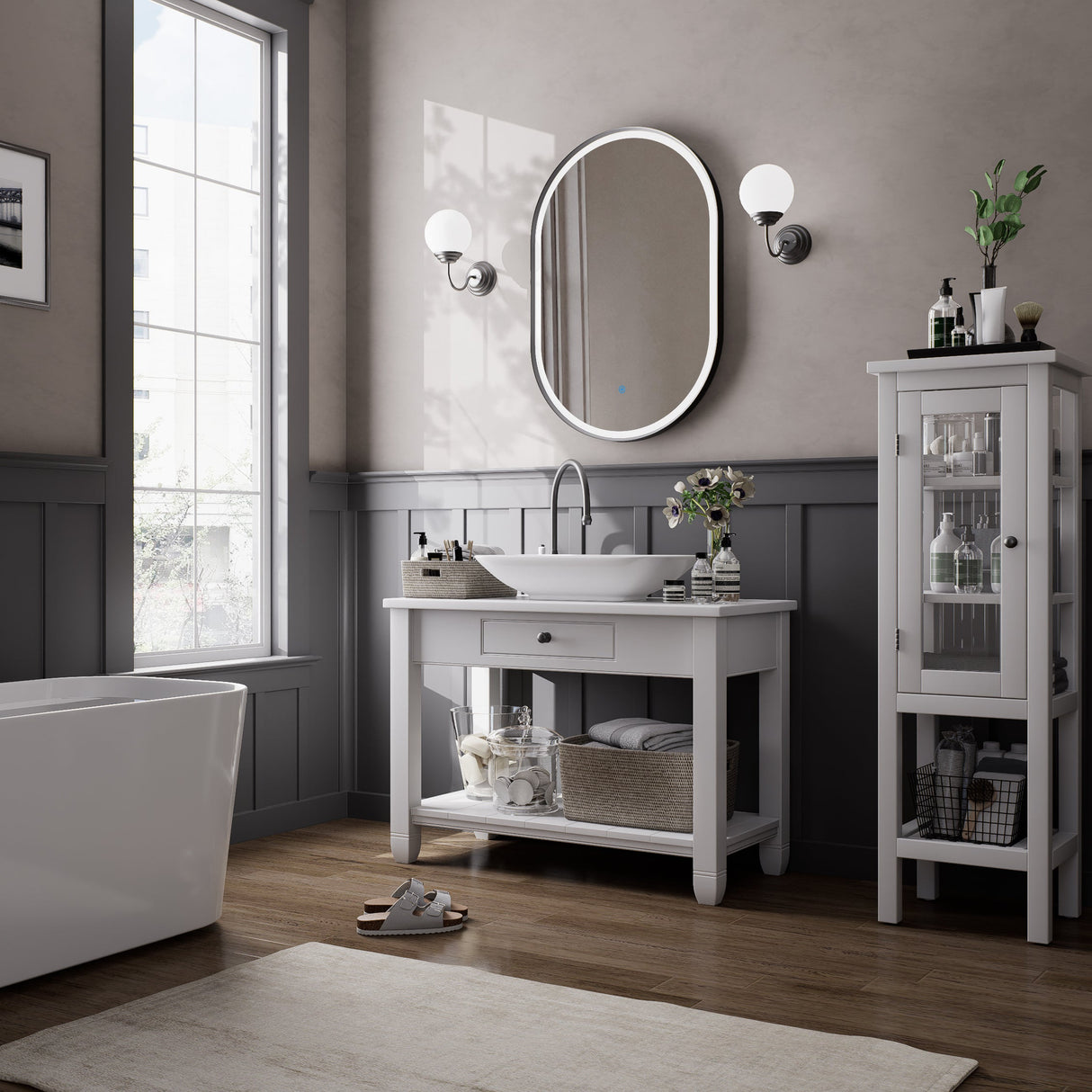 Firenze Oval Front-Lit LED Frosted Mirror (600x900mm)