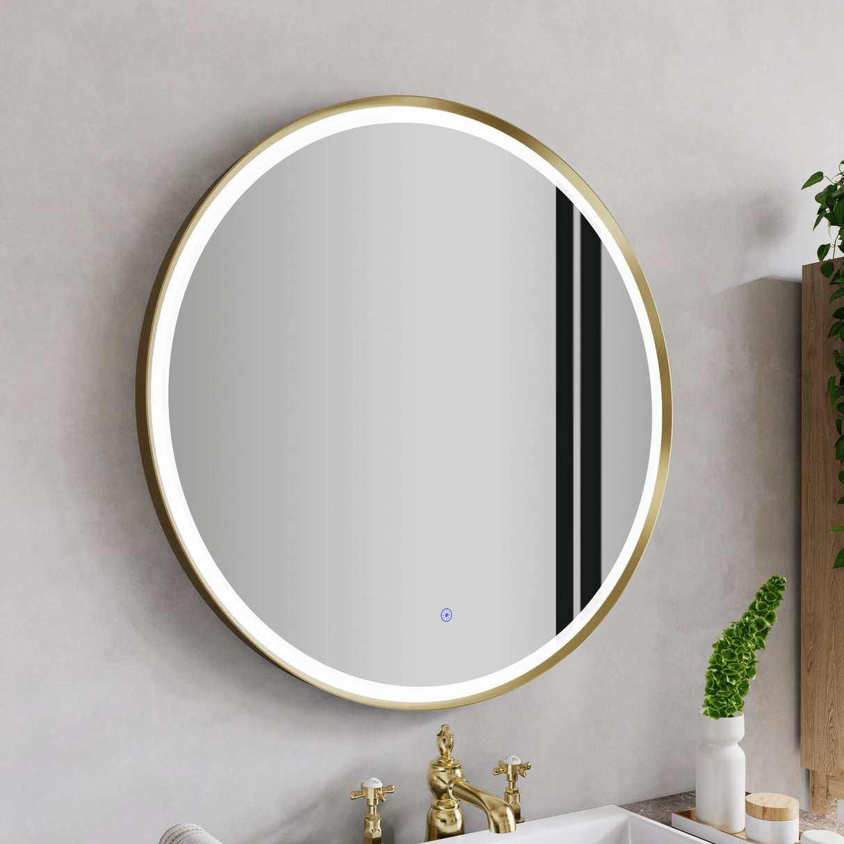 Firenze Round Front-Lit LED Frosted Mirror (800x800mm)