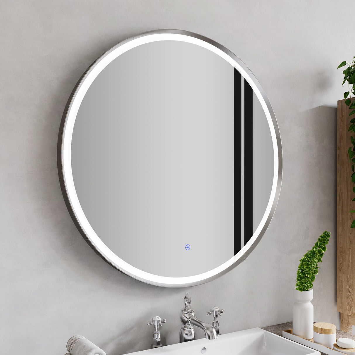Firenze Round Front-Lit LED Frosted Mirror (800x800mm)