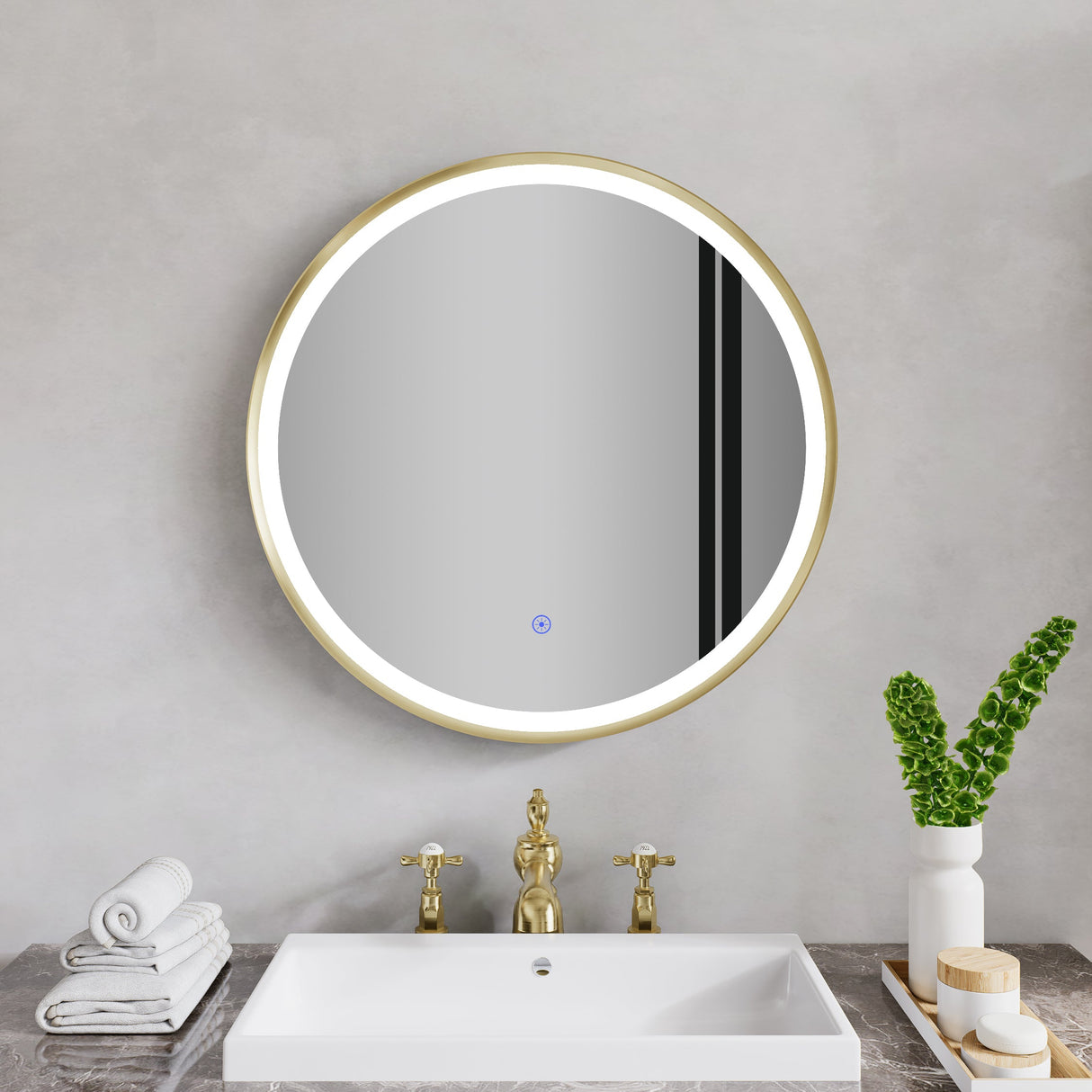 Firenze Round Front-Lit LED Frosted Mirror (800x800mm)