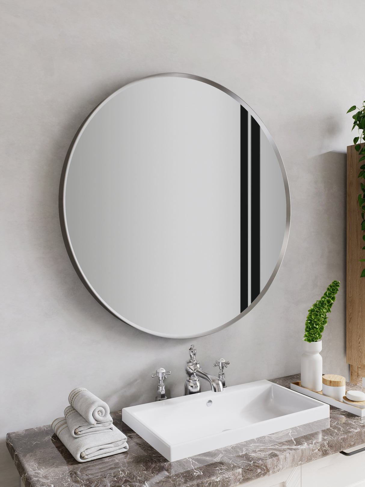 Firenze Round Front-Lit LED Frosted Mirror (800x800mm)