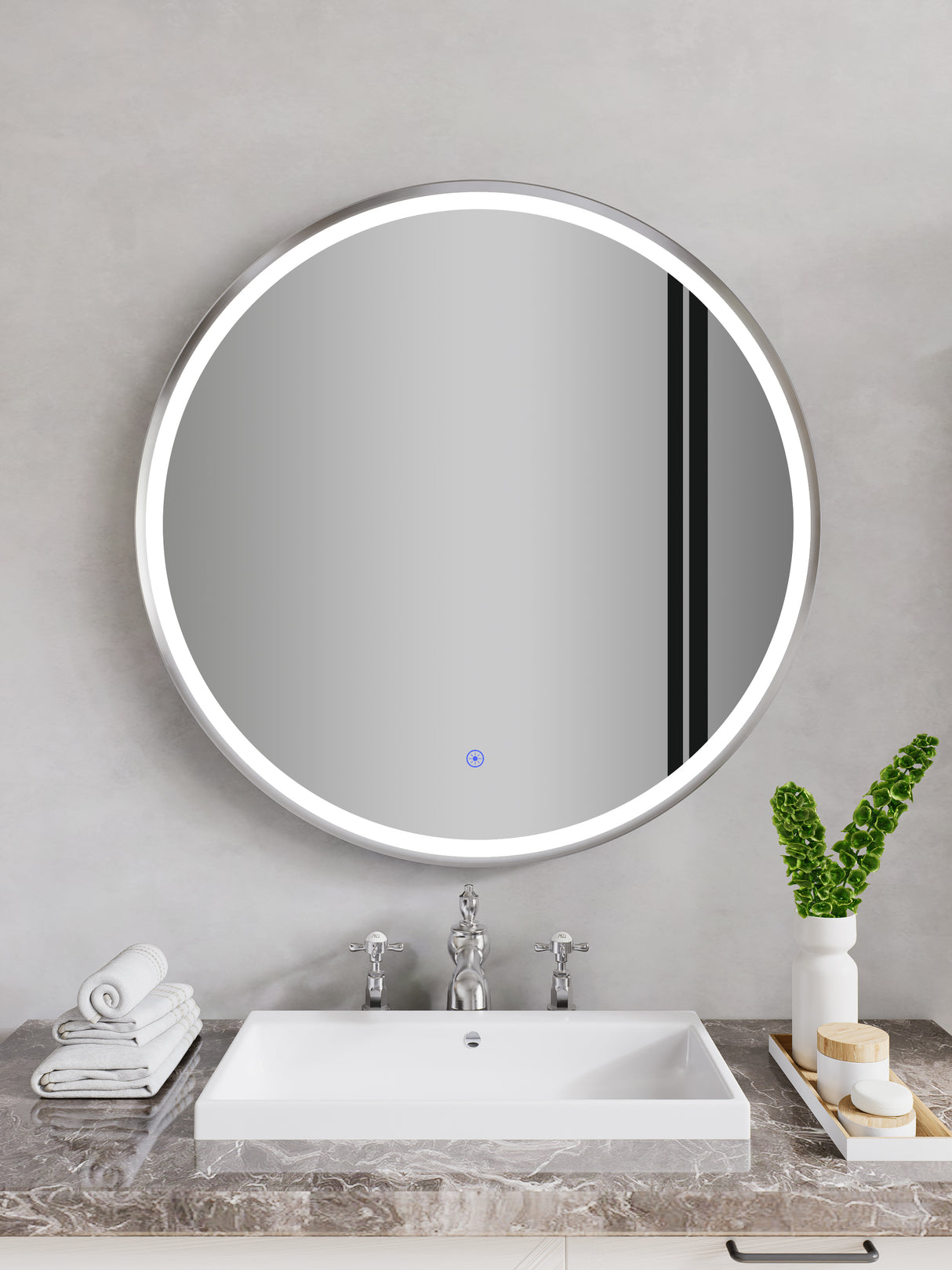 Firenze Round Front-Lit LED Frosted Mirror (800x800mm)