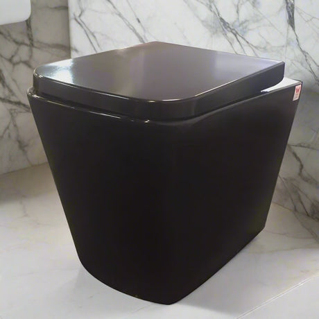 Qubist Box Rim Wall Faced Floor Black Toilet Pan