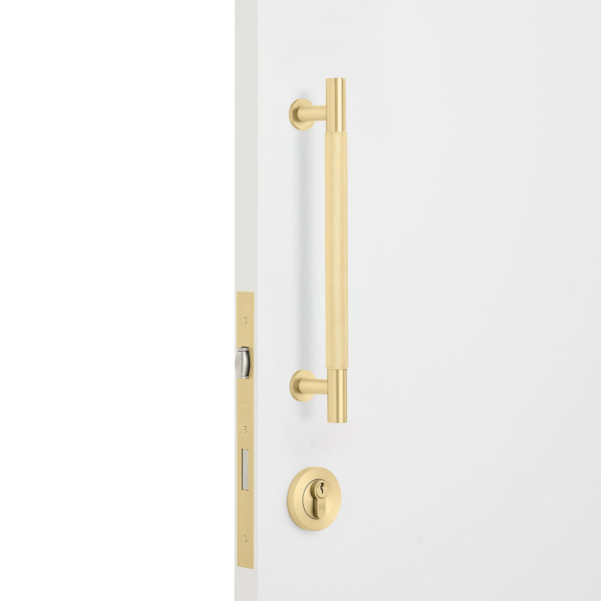 Manovella Entrance Roller Lock Kit - Charmian Pull-Satin Brass