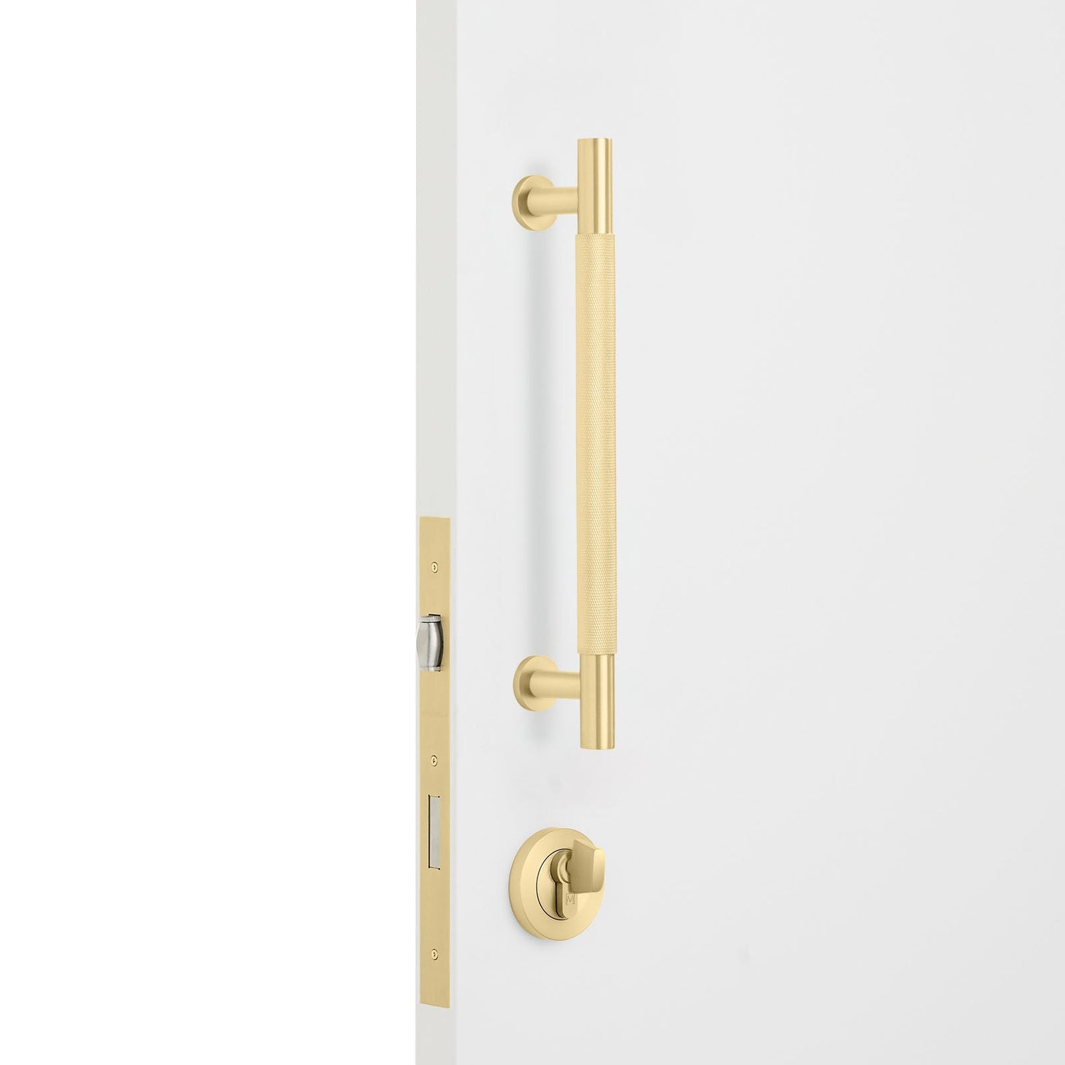 Manovella Entrance Roller Lock Kit - Charmian Pull-Satin Brass