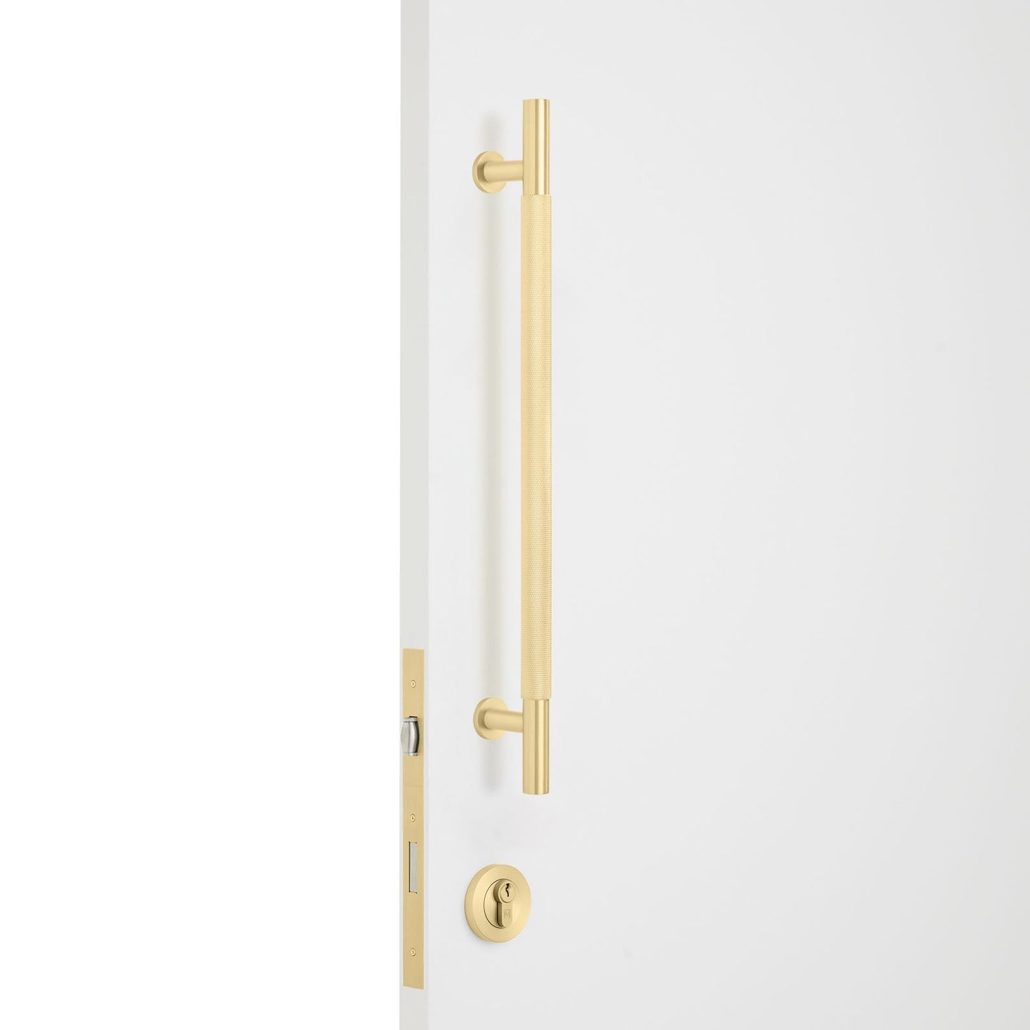 Manovella Entrance Roller Lock Kit - Charmian Pull-Satin Brass