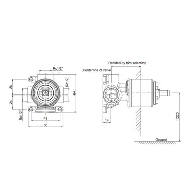 KOHLER BODY - Shower or Bath 40mm Valve For Above 4 Mixers