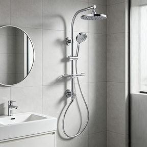 KOHLER HydroRail Rain Shower Round Column Premium - Polished Chrome