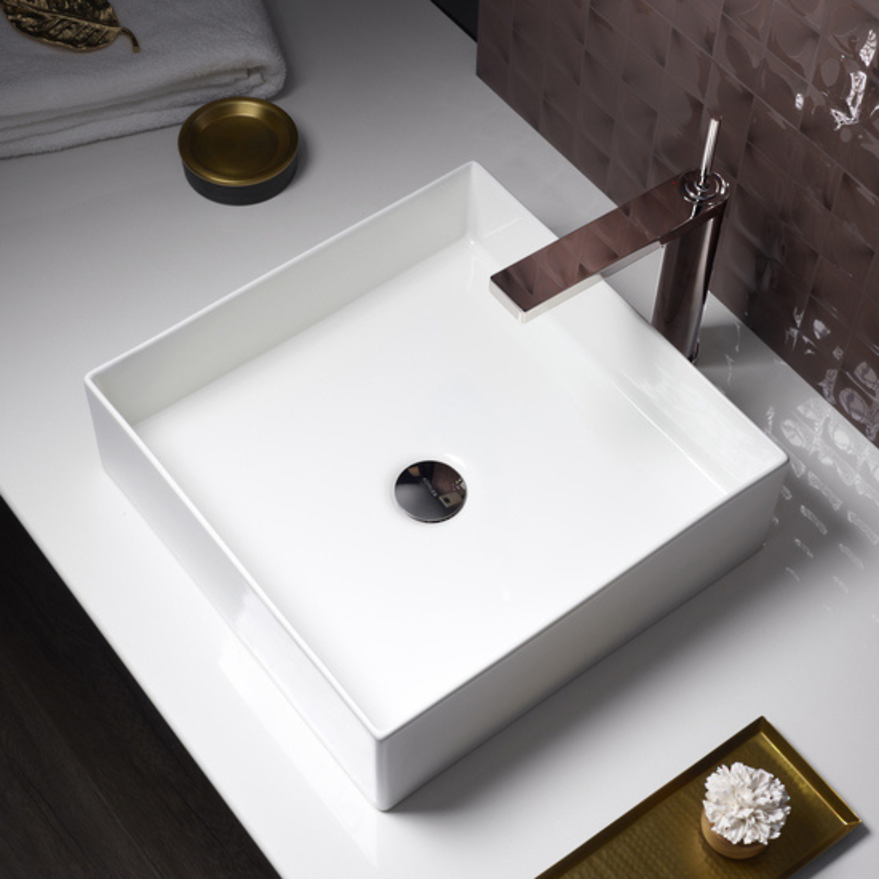 KOHLER Mica Square Slim Rim Basin (Gloss White/ Honed Black)