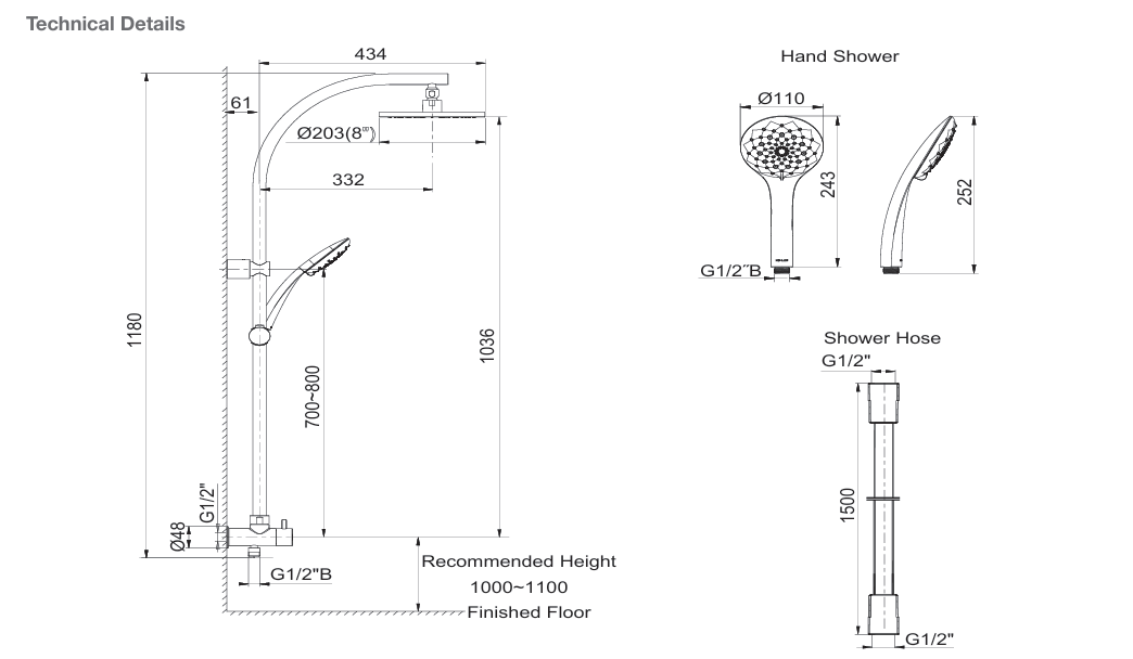KOHLER Rain Duet® Renew Column - Round Shower Head (Polished Chrome)