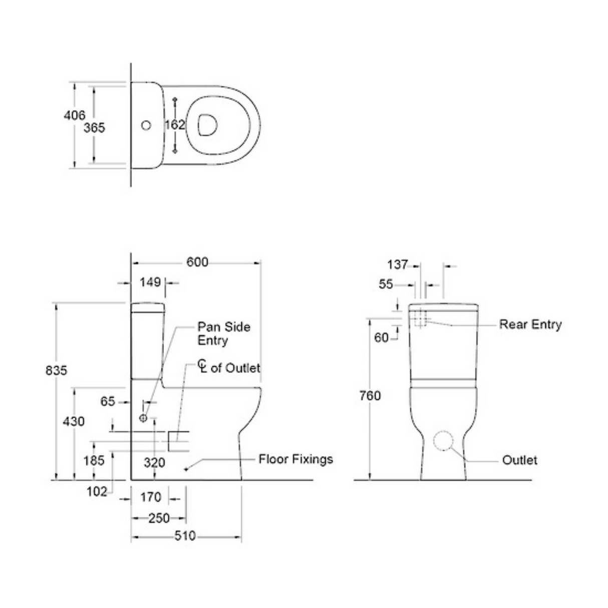 KOHLER Reach Back To Wall Toilet Suite - Rear Or Side Entry