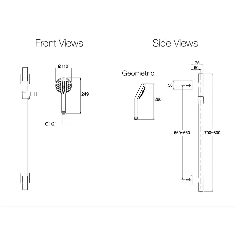 KOHLER Renew Geometric Slide Hand Shower With Rail - Polished Chrome