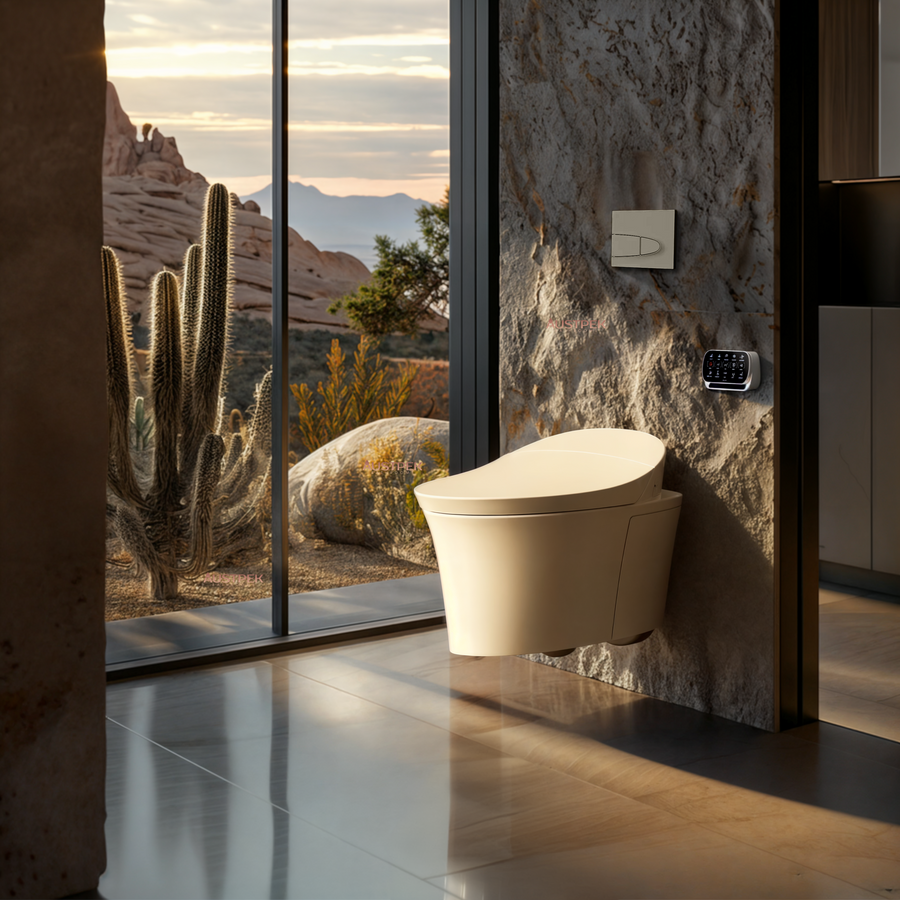 KOHLER Veil Intelligent Rimless Wall Hung Toilet With Bluetooth Remote Bidet Package Elongated Gloss White