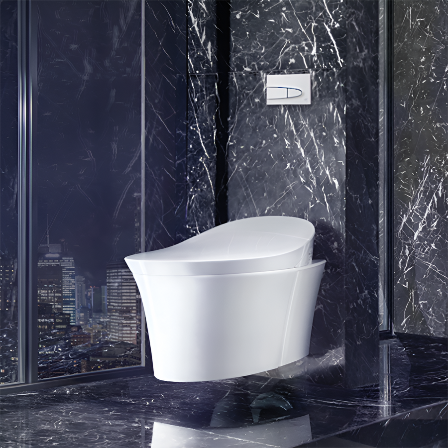 KOHLER Veil Intelligent Rimless Wall Hung Toilet With Bluetooth Remote Bidet Package Elongated Gloss White