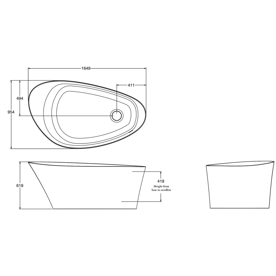 KOHLER Veil Lithocast Free Standing Bathtub Gloss White (1649mm)