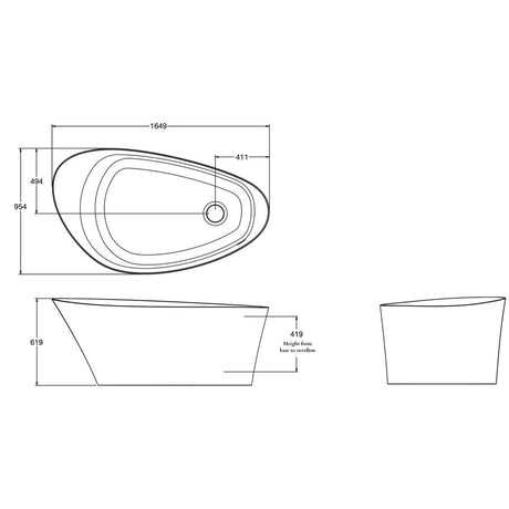 KOHLER Veil Lithocast Free Standing Bathtub Gloss White (1649mm)
