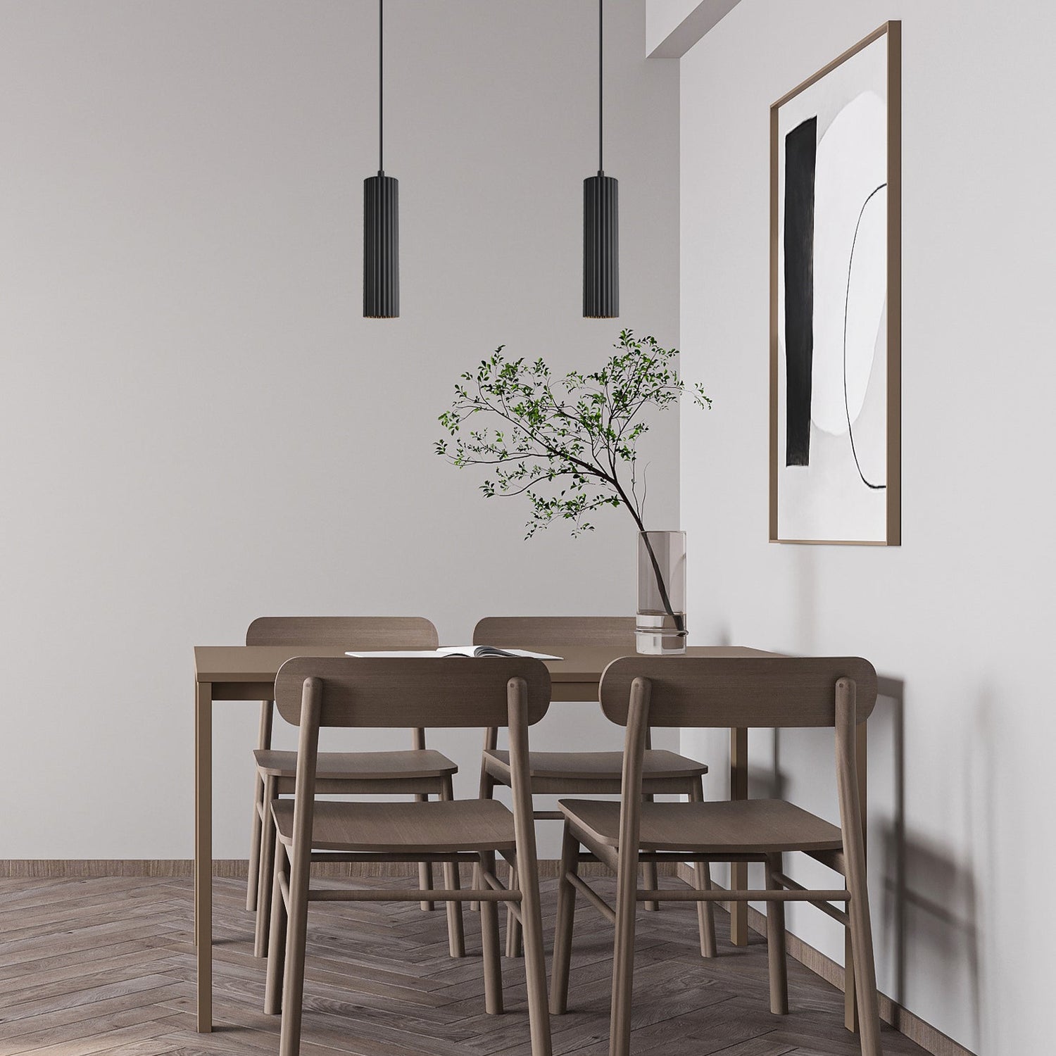 KOLONNE: Interior GU10 Ribbed Cylinder Pendant Lights