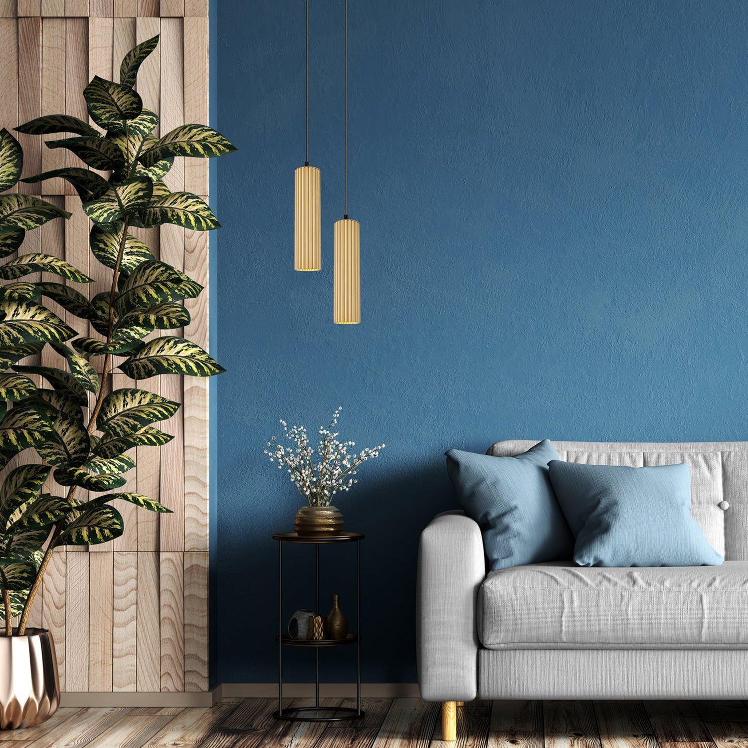 KOLONNE: Interior GU10 Ribbed Cylinder Pendant Lights