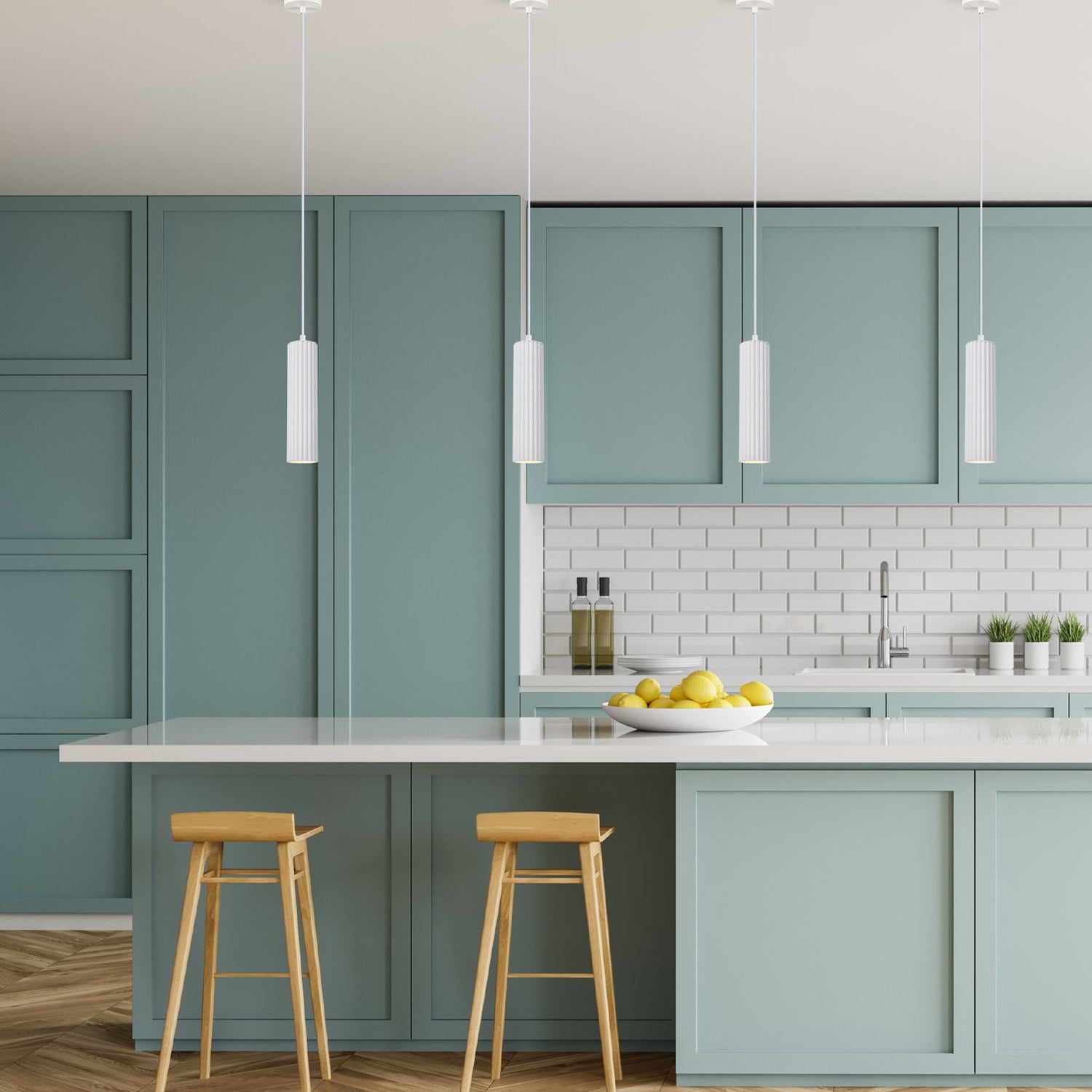 KOLONNE: Interior GU10 Ribbed Cylinder Pendant Lights